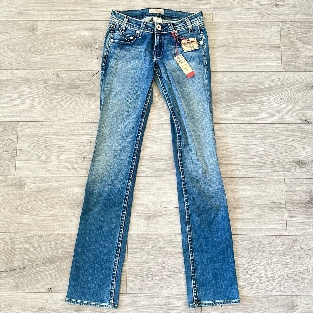 Denim of Virtue DOV Highly Fitted Straight Leg Blue Denim Jeans Size 24 x 34 NWT